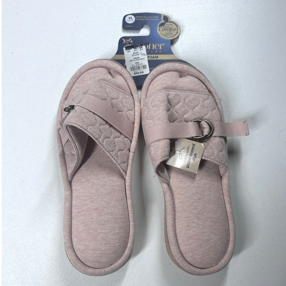 Isotoner Signature Womens‎ XL (9.5-10) Sand Adjustable Comfort Foam Slippers NEW